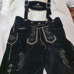 Steigenhofer suede black german suspender black shorts