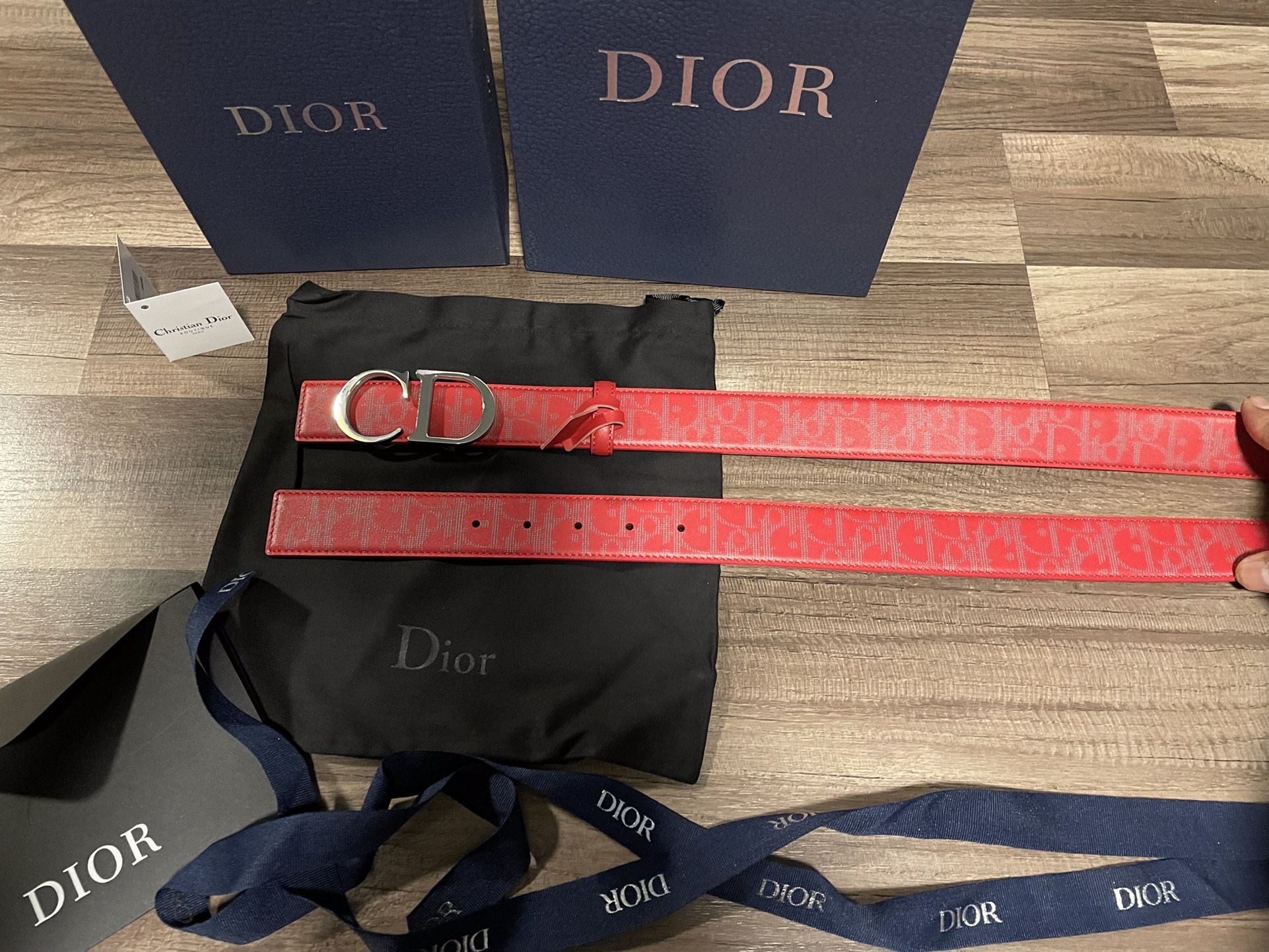 CD red Oblique Monogram Reversible Belt 