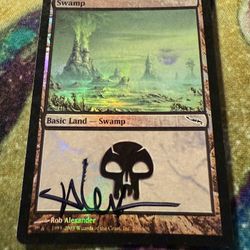 Mirrodin Foil Swamp Signed By Rob Alexander MTG Tcg