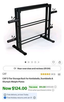 CAP 3-Tier Storage Rack for Kettlebells, Dumbbells & Olympic Weight Plates