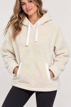 Abercrombie & Fitch Soft A&F Sherpa Hoodie Women's M Cream Ivory Fleece Cozy