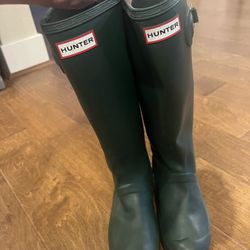 Hunter Tall Folding Rain Boots / Dark Green 
