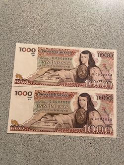 1984 Mexico 1000 Peso Banknotes Consecutive Serial Numbers