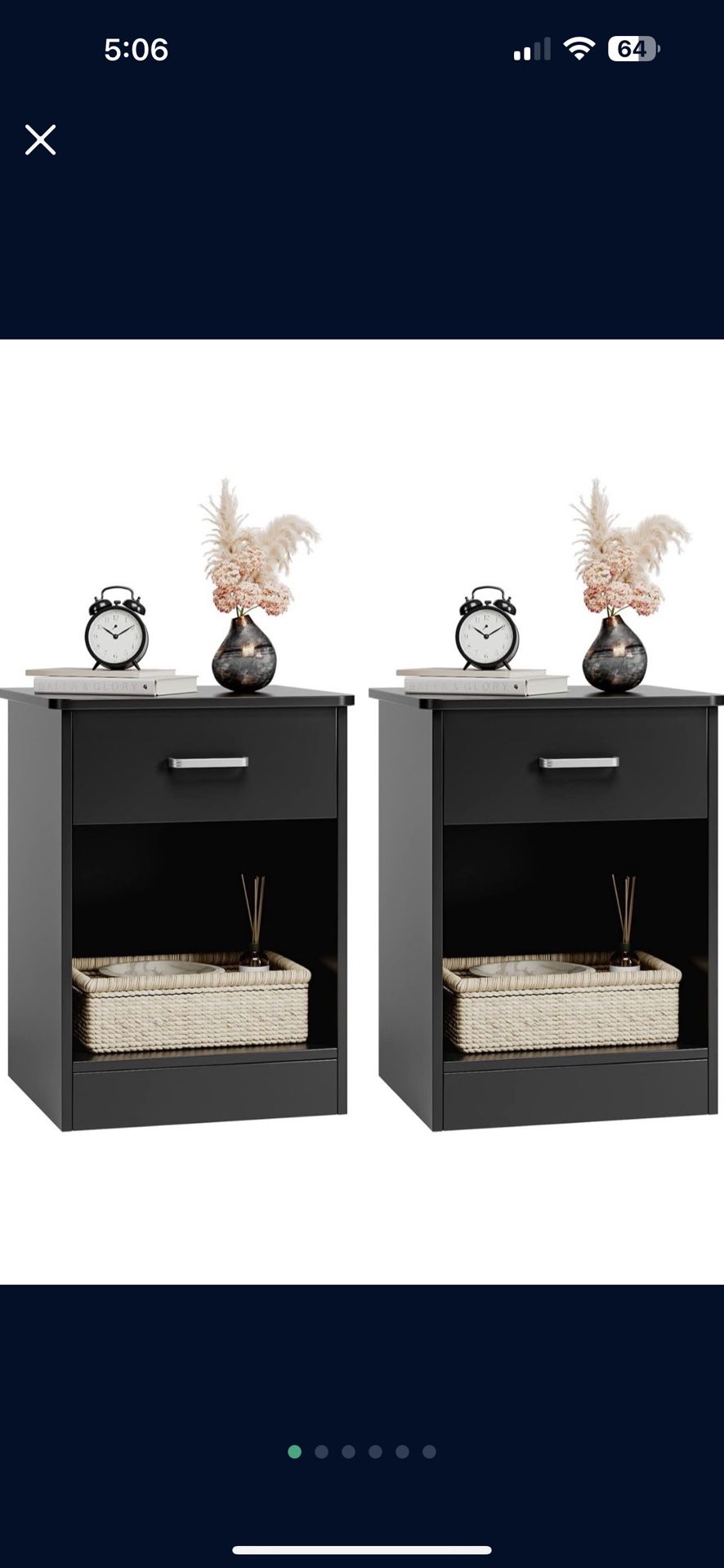 FOTOSOK Nightstand Set of 2, Oak Side Table Bedside Table End Table