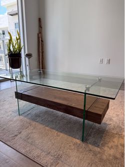 Modern Glass and Wood Coffee Table