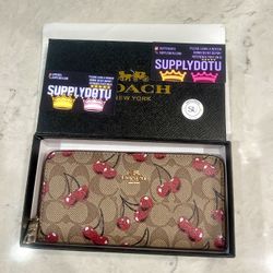 Coach Cherry Pattern Signature Long Wallet