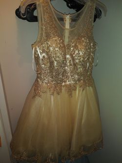 Evening short gold dress