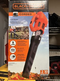 BLACK+DECKER 9 AMP 140 MPH 450 CFM Corded Electric Handheld Axial Leaf Blower