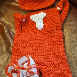 Tennessee Fan Crochet Newborn Overalls 