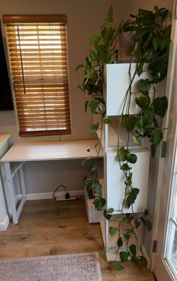 Modern White Computer Desk with Bookshelf/Hutch – $150 OBO