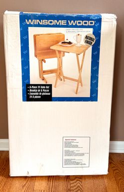 NEW Winsome Wood 5-Piece TV Tray Table Set Natural Finish Folding Tables NOS In Box