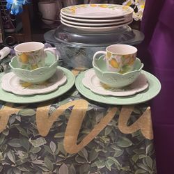 Vajilla 16 Pzas Menta Y Limoncello  Princess House