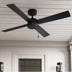 Hunter Midnight Prairie 52 in. Indoor/Outdoor Matte Black Standard Ceiling Fan
