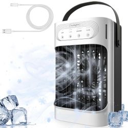 Portable Air Conditioners 800ml Water Tank 7-Color Night Light 3-Speeds 3-Level Humidify 2-8H Timer Quiet and Powerful USB Powered Mini Evaporative Ai