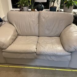 Genuine Top Grain Sofa Love Seat Set -Taupe Color