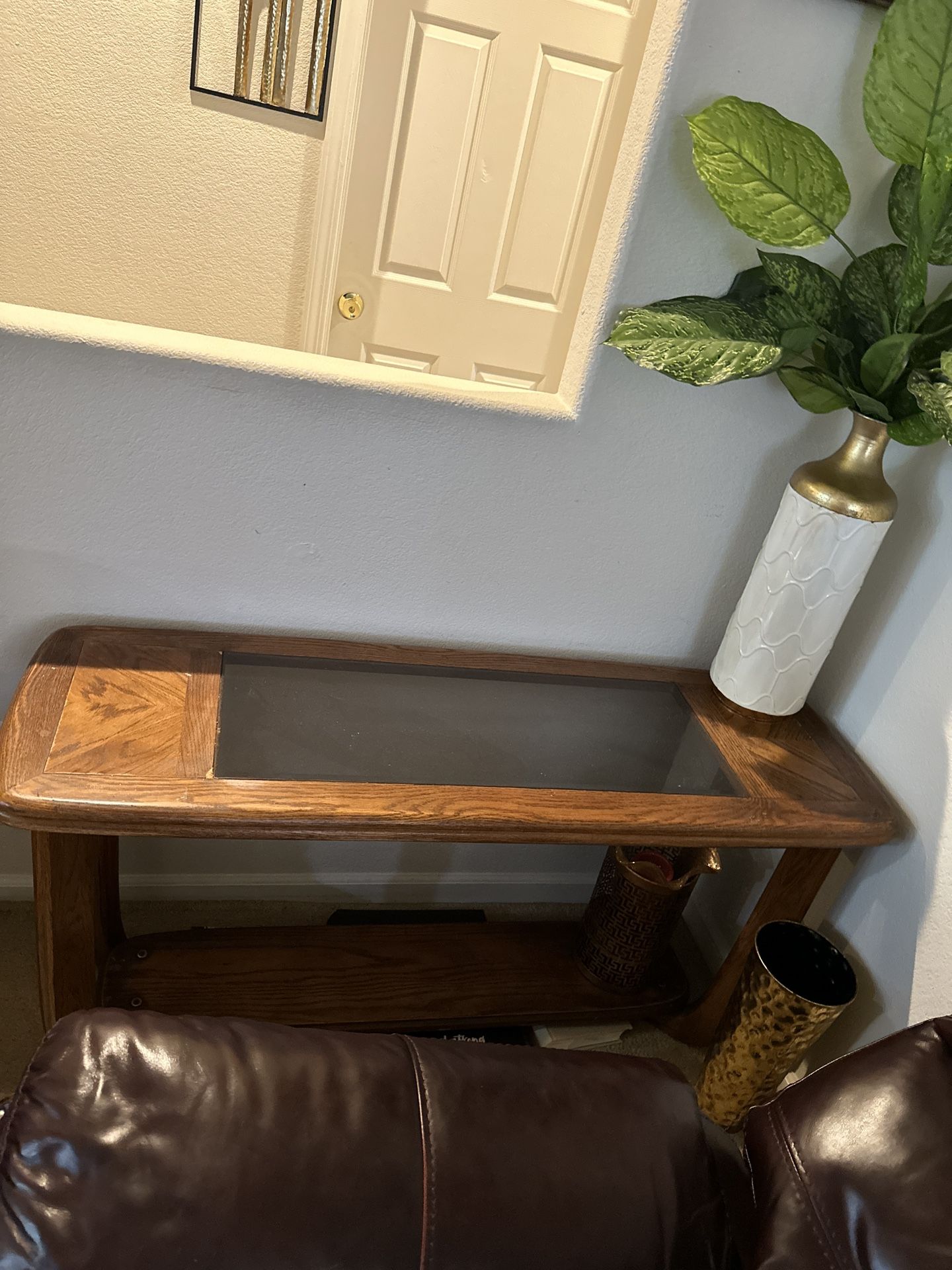 Glass Clear Center Wood Table 