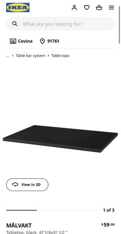 IKEA MALVAKT BLACK TABLE TOP