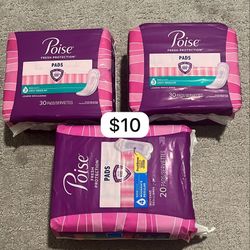 Poise women pads bundle $10