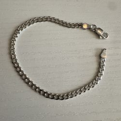7” Italian 925 Sterling Silver Cuban Bracelet Rhodium Plated | 4.59g