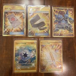 Pokemon Gold 5 Card Lot Coalossal, Spell Tag, Karate Belt, Capture Energy, Ordinary Rod NM/M  