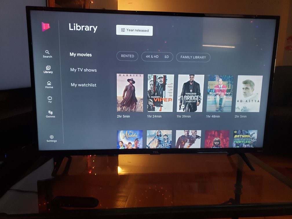 44" 4k Smart tv with 2,500 movies TCL