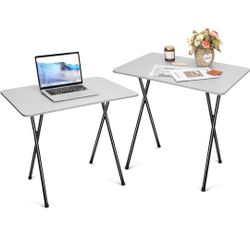 Foldable Table TV Trays for Eating Set of 2 Large Folding Tray Table Snack Eating Tables for Couch, Kitchen, Living Room, Space Saving, Easy Assembly,