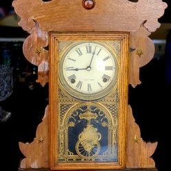 Antique Late 1800  Gingerbread Kitchen Thomas Clock