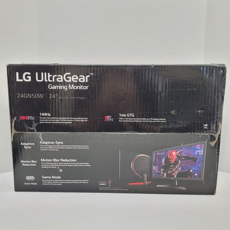 LG UltraGear Gaming Monitor 24" 24GN50W 144Hz 1080p For Parts Or Repair!