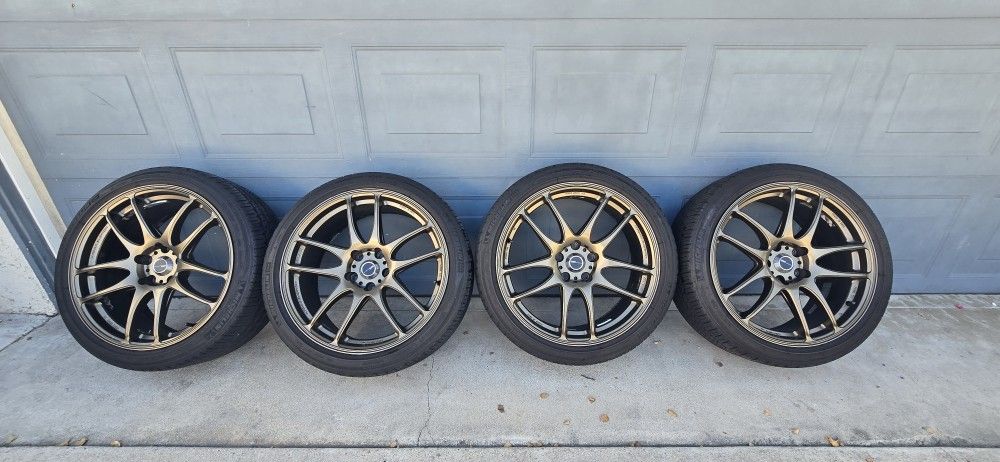 work emotion kiwami 19x8.5 +35 offset 5x114.3 bronze color