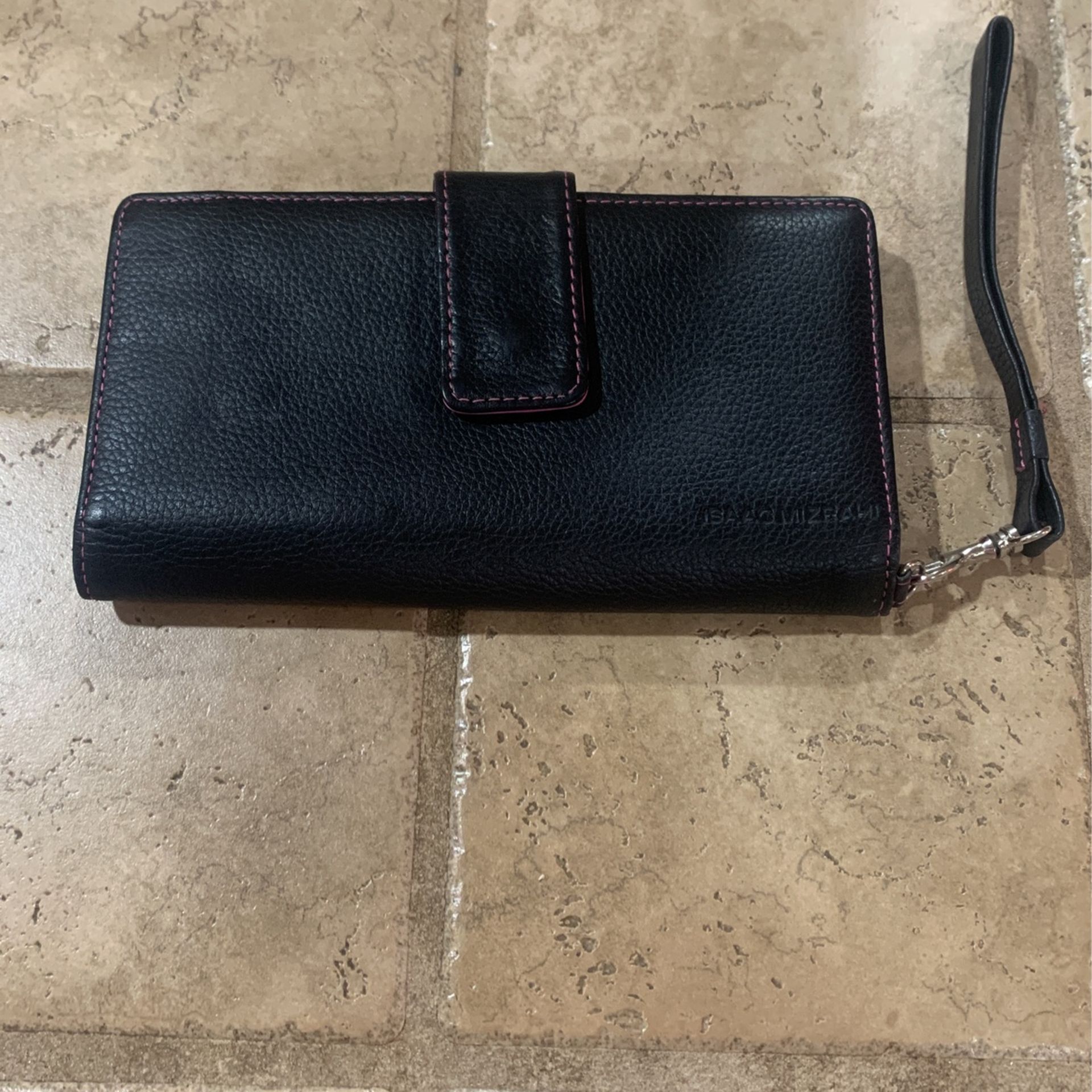 ISAAC MIZRAHI Black Leather Wallet