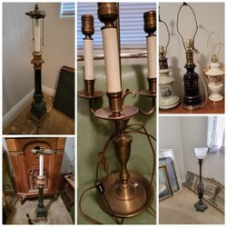 Antique Candelabra Lamp Or Floor Lamp Or 3pc 24k Gold 