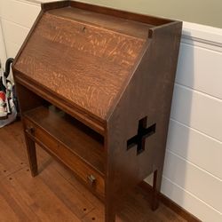 Antique Arts and Crafts Mission Oak Drop Front Secretary Desk