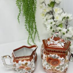 Vintage Japanese Imari Sugar & Creamer Set – Hand Painted