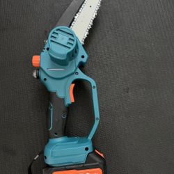 Mini Cordless Chainsaw Lightweight Handheld Battery Powered Electric Saw with Dual Batteries, Safety Lock & Portable Pruning Tool for Wood Cutting, Tr