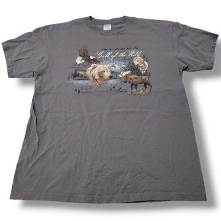 Y2K Vintage Anvil Shirt Size XL Alaska Call Of The Wild Nature Tee Graphic Print Unisex T-shirt Measurements In Description