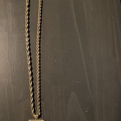 Gold Rope Chain With Last Supper Pendent 