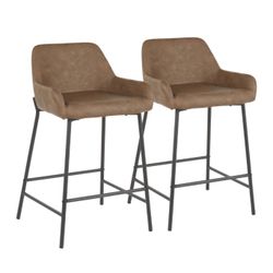 🌟 Daniella 24” Faux Leather Industrial Counter Stool — Set of 4 for $200! 🪑