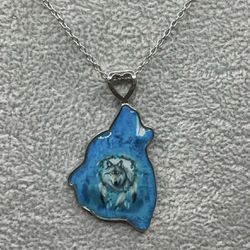 Blue Wolf Head Necklace (BDWHN)