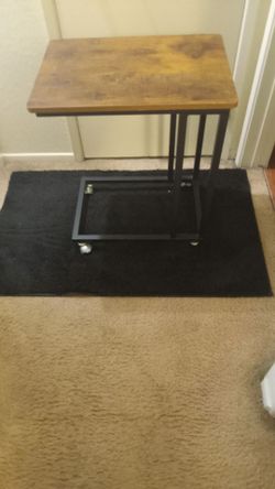 C-Shaped Side Table with Wheels
