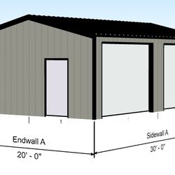 Steel Building For Sale 20'x30' Two Car Garage 