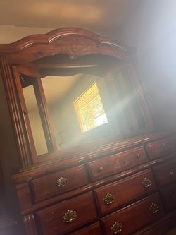 Wood Dresser with Mirror