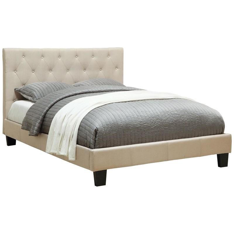 Bed Frame Platform Bed Beige or Grey Fabric New King Queen Full and Twin From only .. 