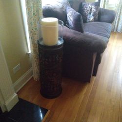Cute Pier 1 Tall Standing Candleholder W/ Unused Candle