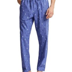 Polo Ralph Lauren Men’s Allover Pony Print Lounge Pajama Pants, (Blue) Size XL  Made from lightweight cotton broadcloth, these men’s pajama pants are 