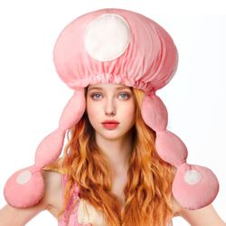 New Halloween Mushroom Hat Adult Mushroom Hats for Women Pink White Spotted Mushroom Hats Cosplay  ONE SIZE FITS ALL - Mushroom hat: 18 -26 inches. Su