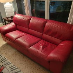 Red Italian Leather Couch