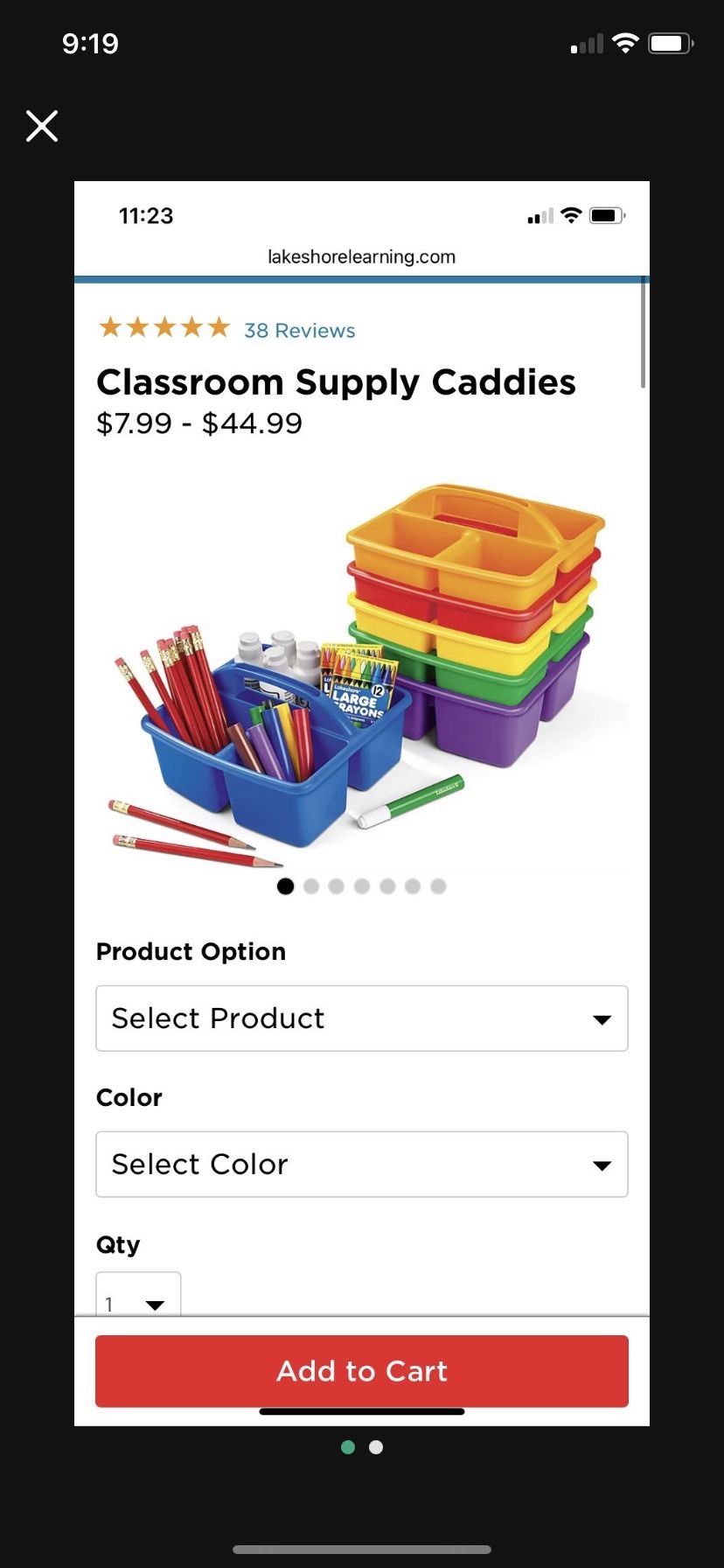 Classroom Supply Caddies (Set of 5 - all colors shown)