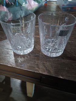 MIKASA CRYSTAL CHRISTMAS TREE GLASS SET OF 4