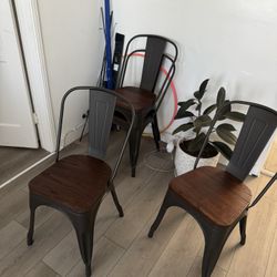 Rustic Industrial Style Metal Wood Dining Chair