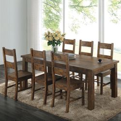 7pc Rustic Dining Table And Chairs